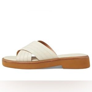 NEW Madewell Pieced Crisscross Leather Slide, 7.5 White